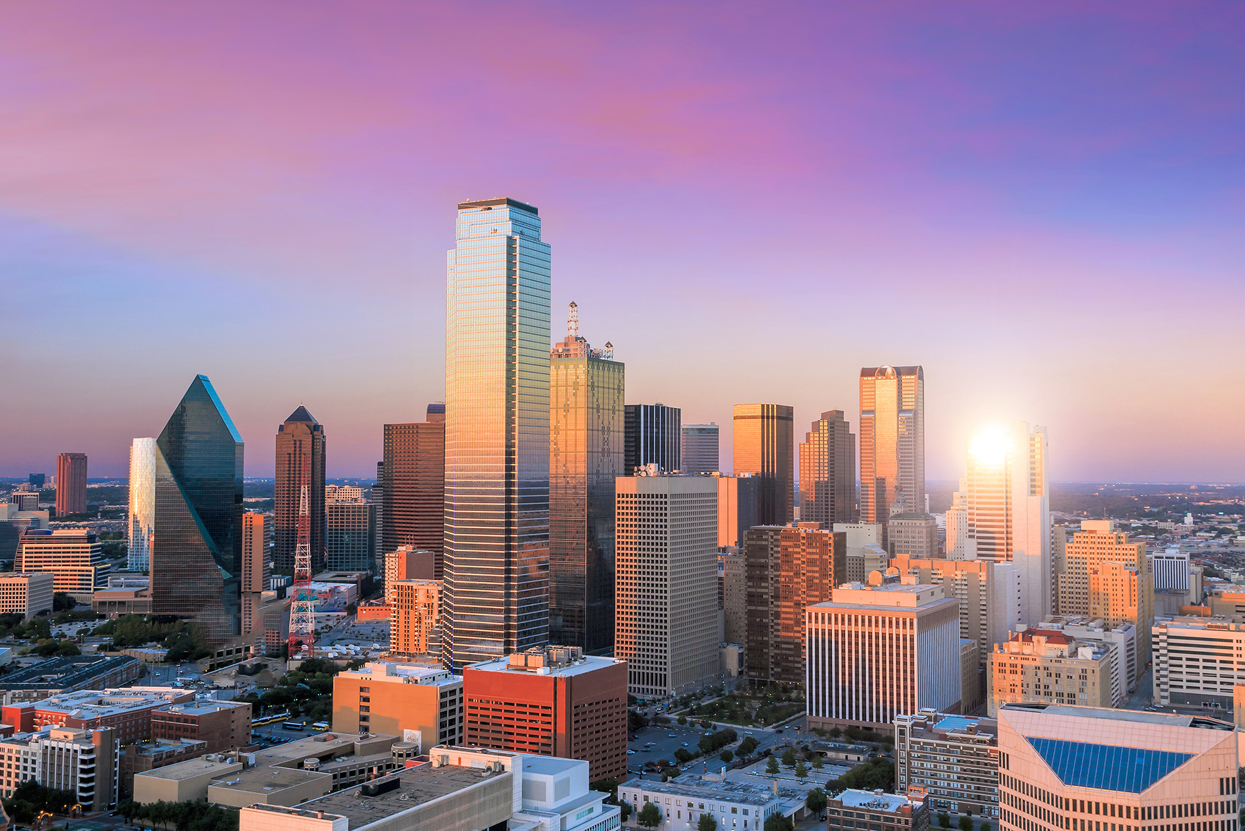 Dallas skyline aerial view
