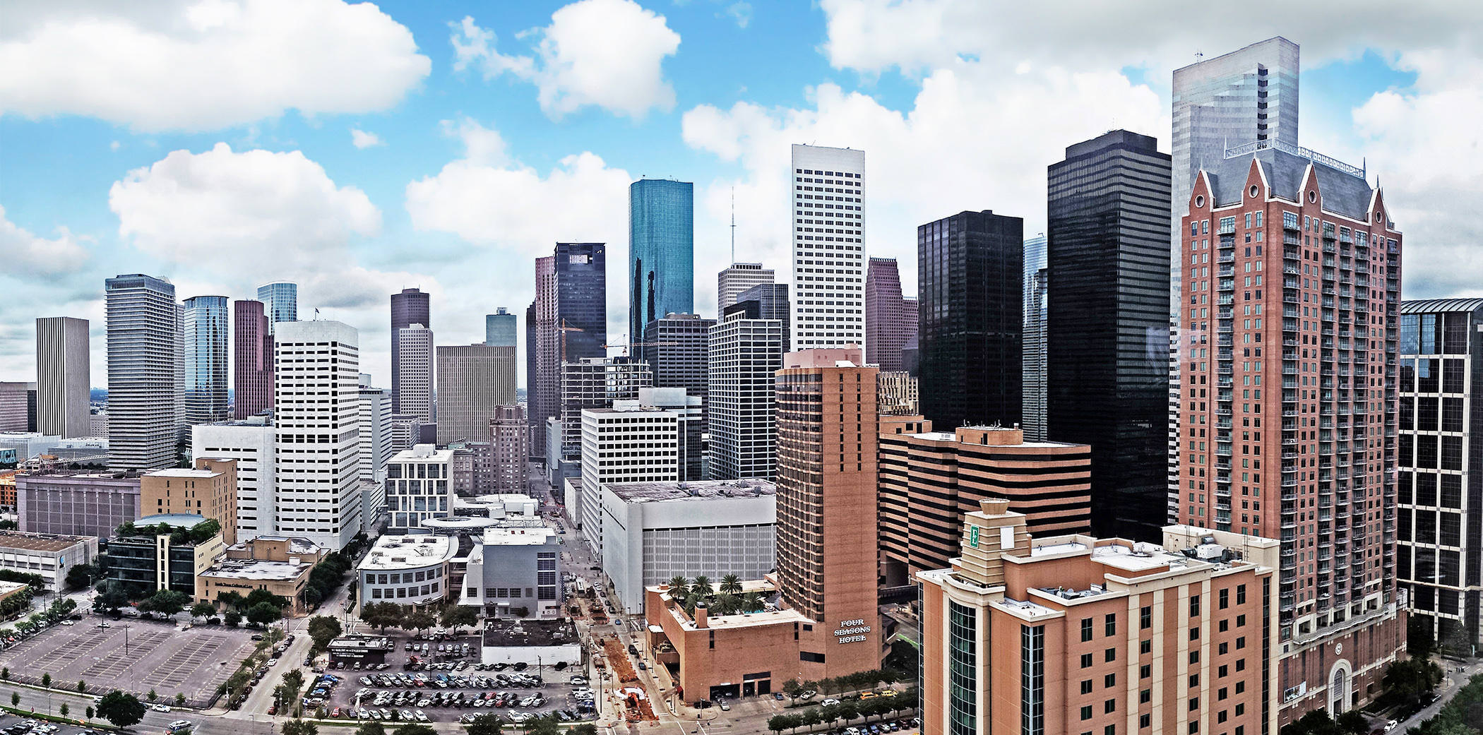 Houston skyline aerial view