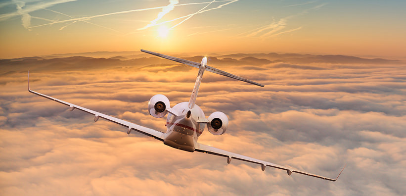 Private jet in flight
