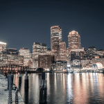 Downtown Boston Skyline at Night | Stratos Jet Charters