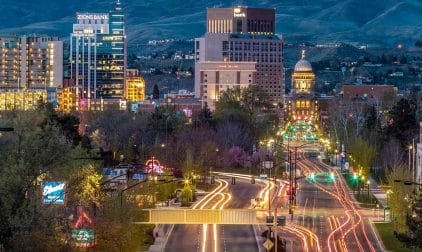 City of Boise, Idaho at Night | Stratos Jet Charters, Inc.