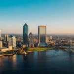 Jacksonville City Skyline During Sunrise | Stratos Jet Charters, Inc.