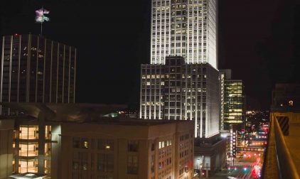 Downtown Omaha at Night | Stratos Jet Charters, Inc.