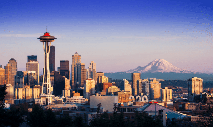 Seattle during Sunrise | Stratos Jet Charters, Inc.