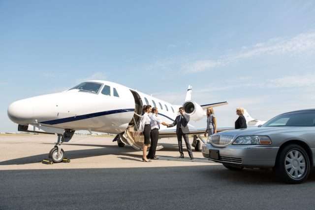 people boarding private jet charter