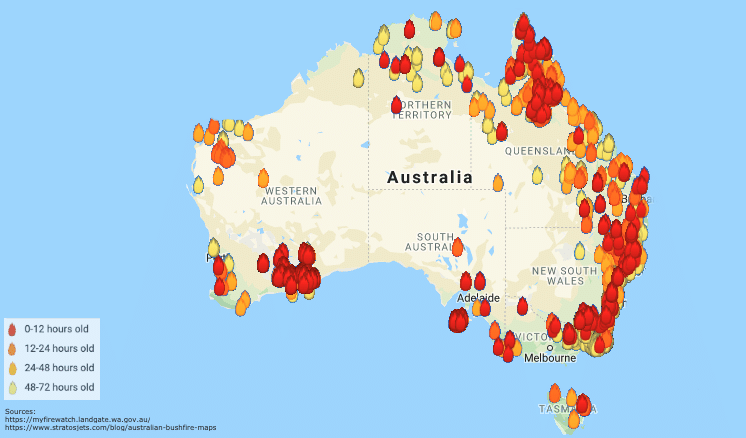 Australian Bushfires 2020 Overlay Australia 