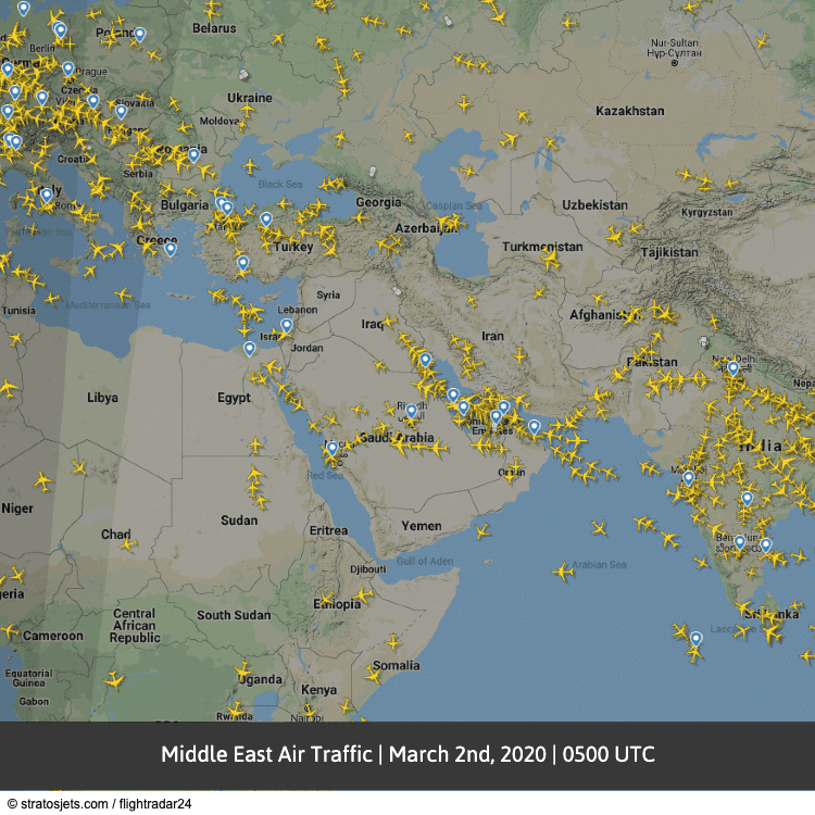 middle east air traffic march