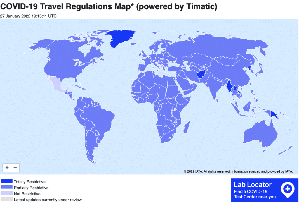 IATA travel restriction interactive map