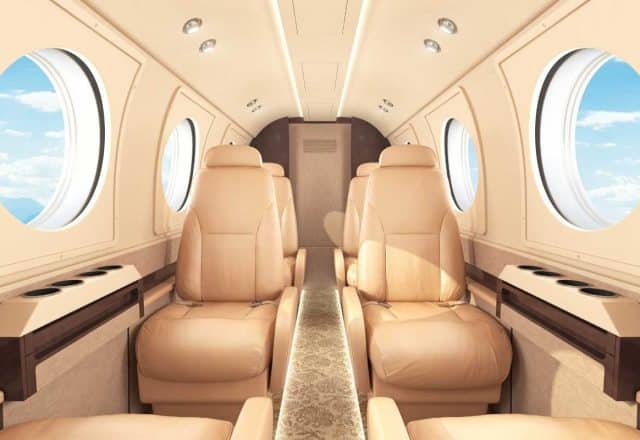 interior photo of a private jet