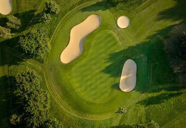 Aerial view of a golf course