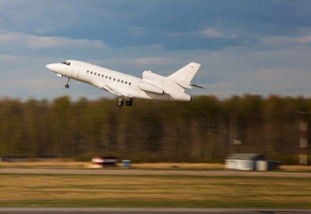 A private jet taking off