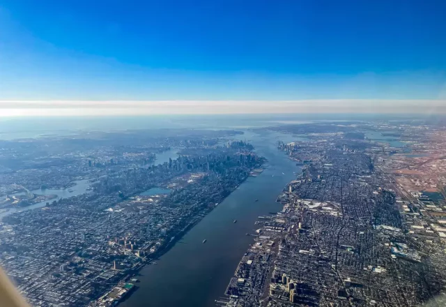 NYC seen from the window of a private jet.