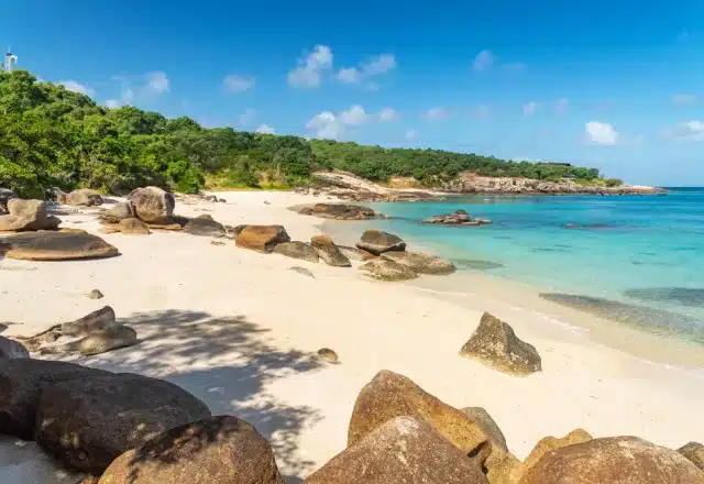 A view of the water at a beach on Lizard Island, Australia.
