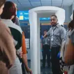 People waiting in TSA clearance line to be screened