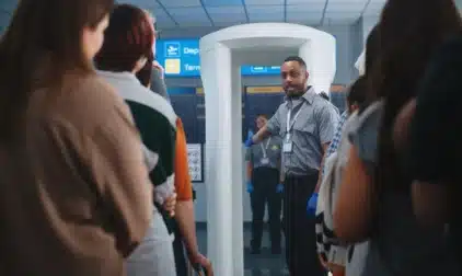 People waiting in TSA clearance line to be screened