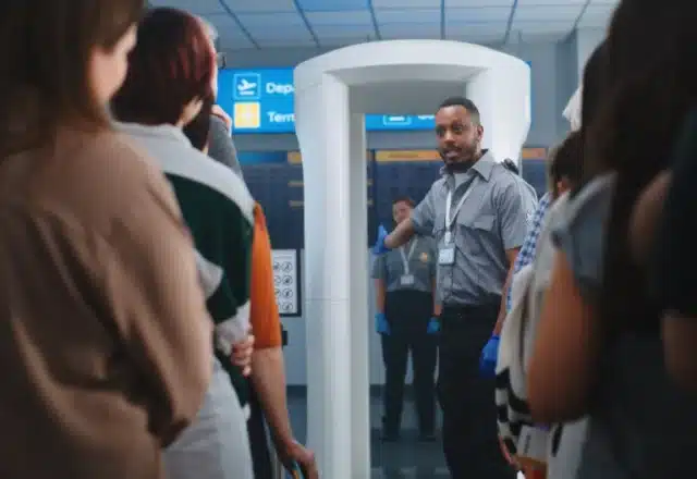 People waiting in TSA clearance line to be screened