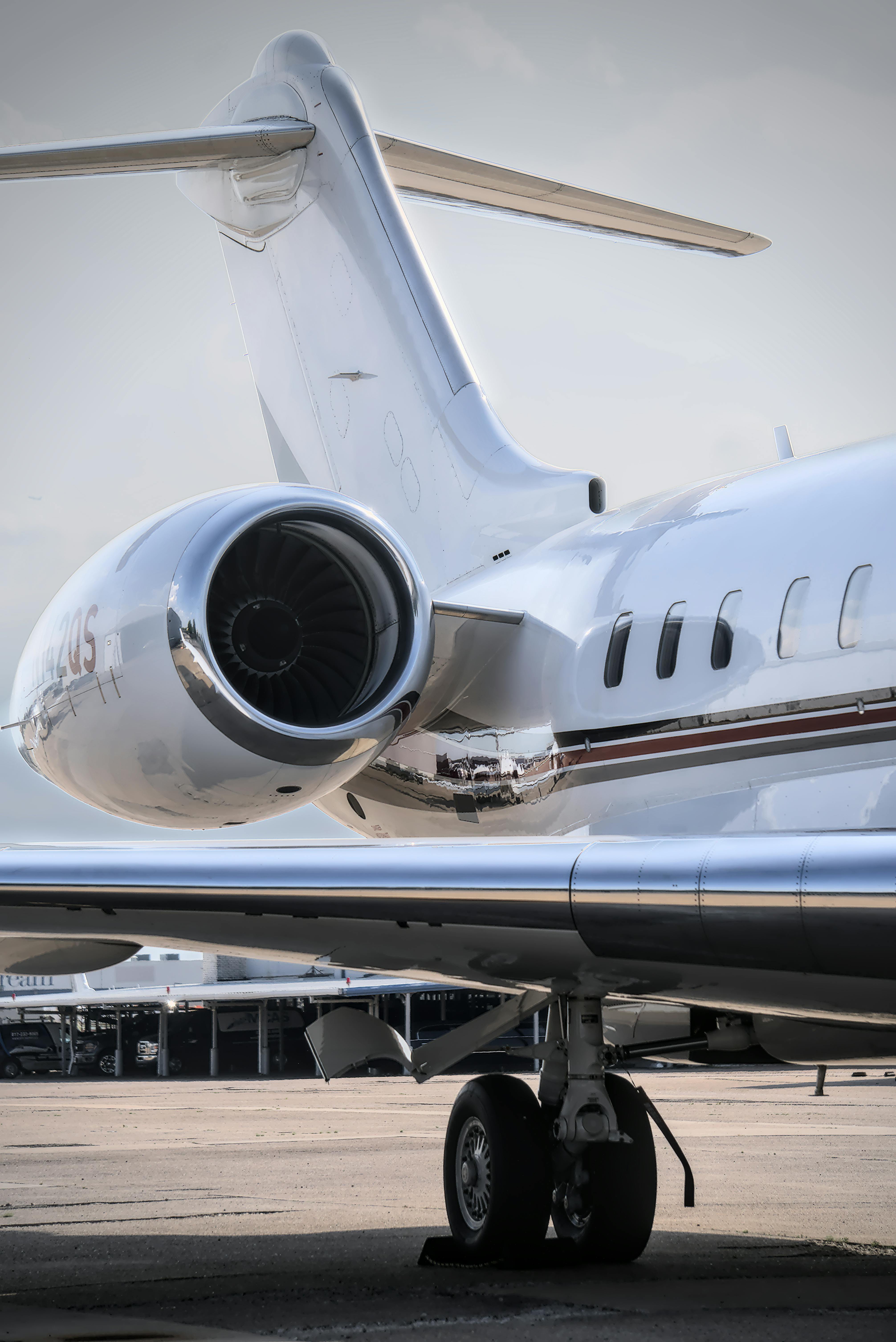 Private jets in hangar — mechanical recovery scenarios are anticipated, not improvised