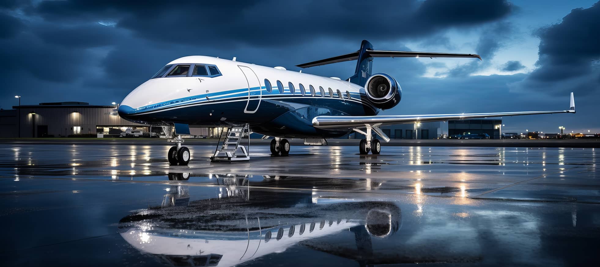 Private jet prepared on the runway